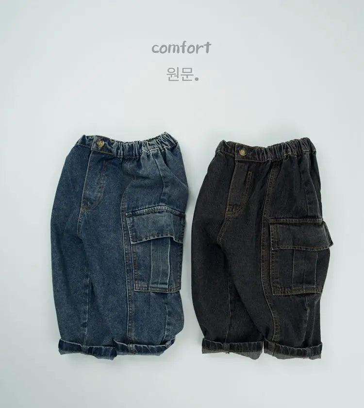 デニムパンツ キッズパンツ デニムカーゴロングパンツ【mh0008590】