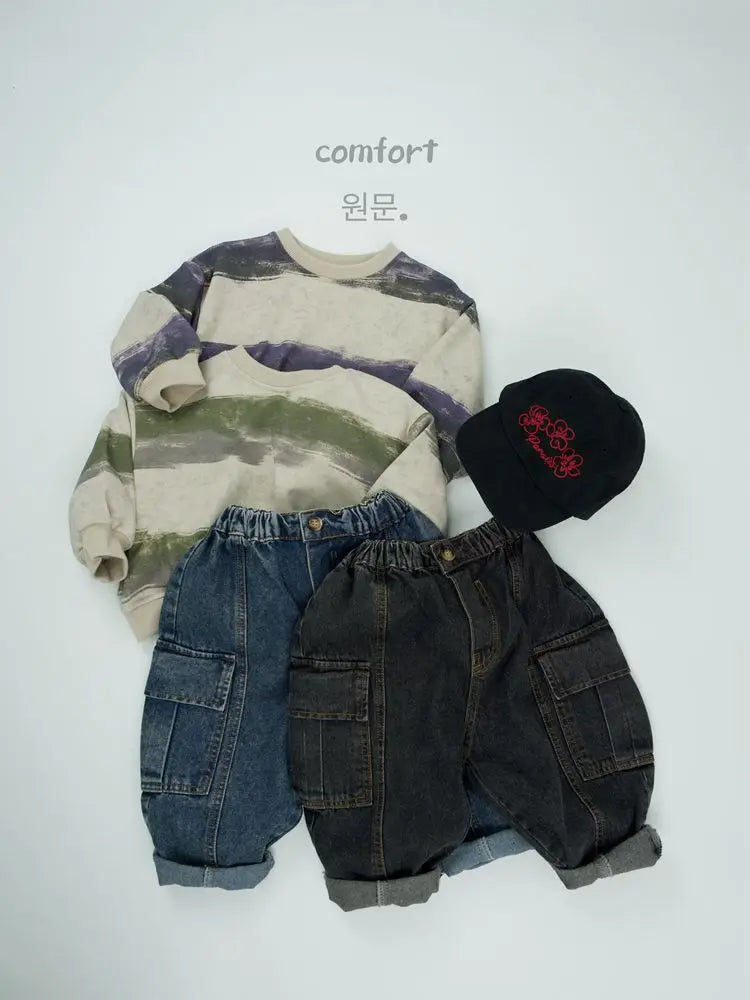 デニムパンツ キッズパンツ デニムカーゴロングパンツ【mh0008590】