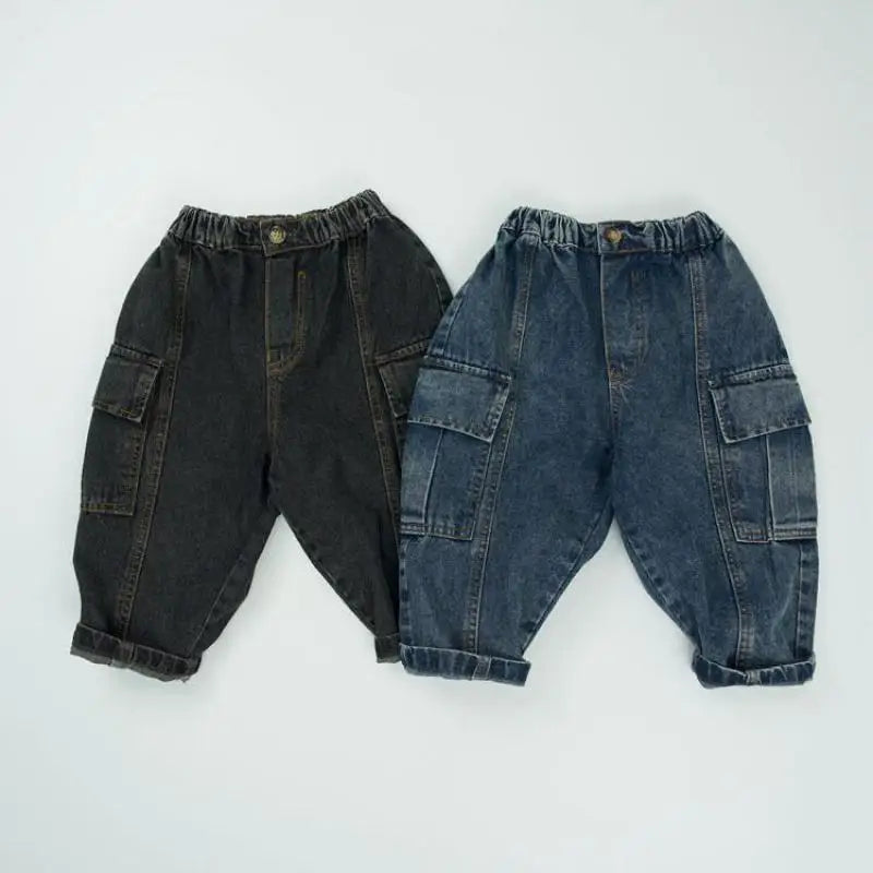 デニムパンツ キッズパンツ デニムカーゴロングパンツ【mh0008590】
