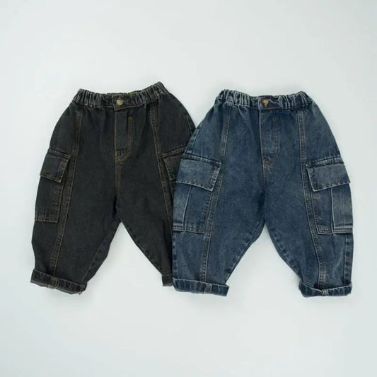 デニムパンツ キッズパンツ デニムカーゴロングパンツ【mh0008590】