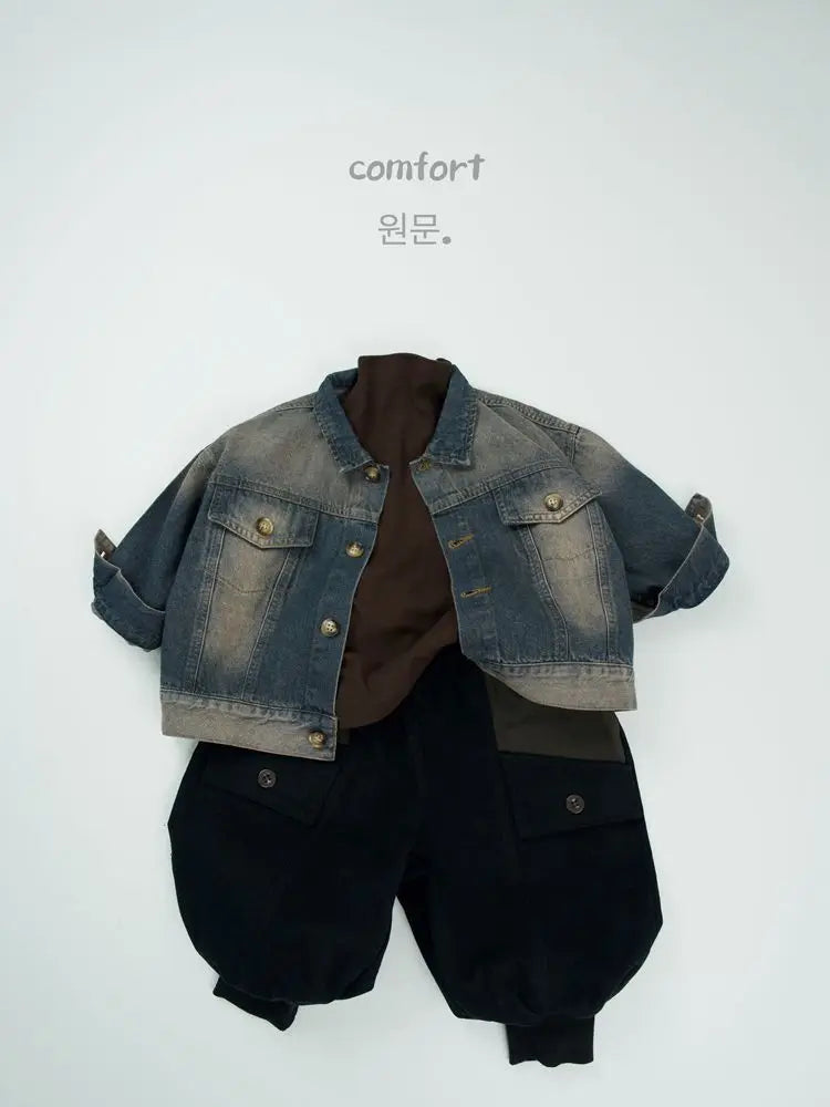 ショートコート・ジャケット・ジャンパー キッズアウター ビンテージカラーデニムジャケットブルゾン【mh0008597】