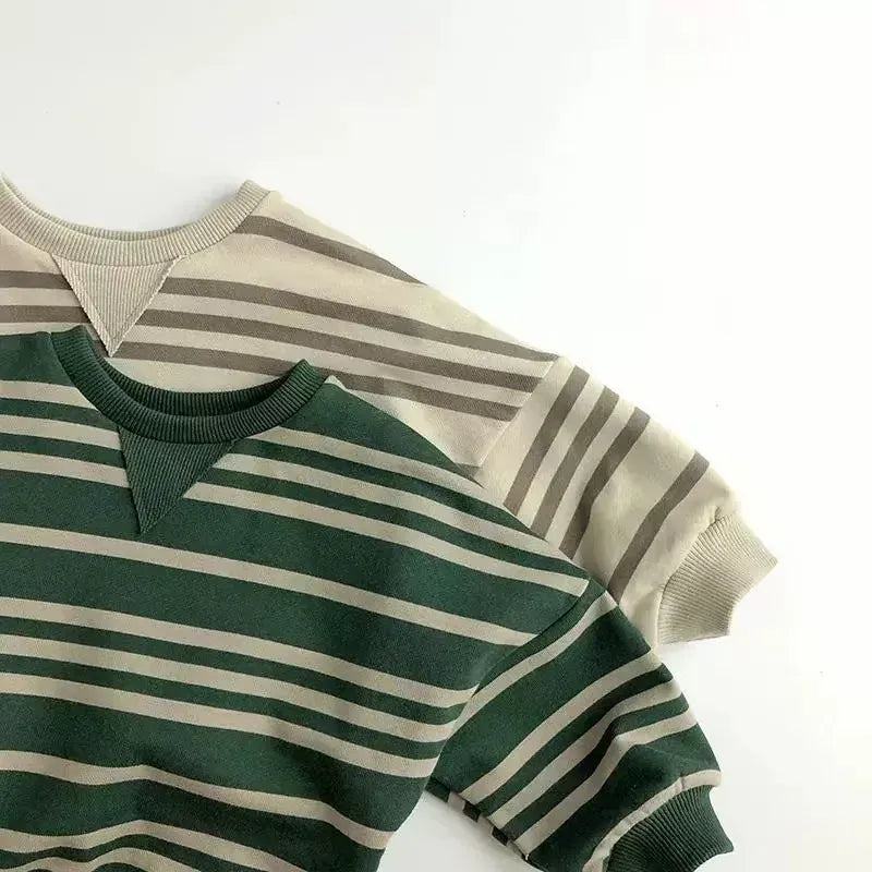 トレーナー・フーディ キッズトップス レトロボーダー長袖スウェットシャツ【mh0008621】