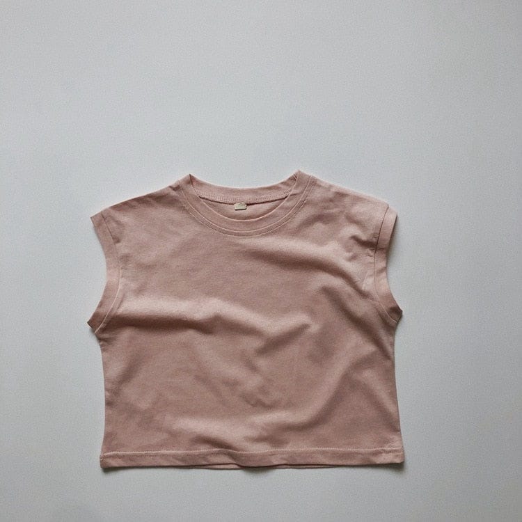 タンクトップ・キャミソール・ノースリーブトップス Pink / 12M/80cm キッズ くすみカラー ノースリーブ Tシャツ タンクトップ 5カラー ユニセックス【mh0002091】
