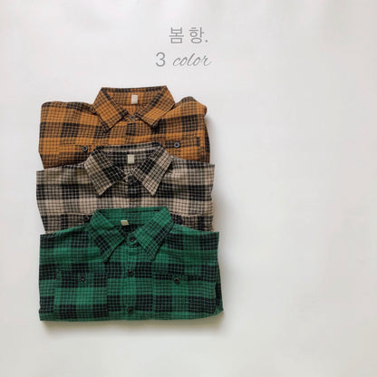 長袖シャツ・ブラウス Plaid Cotton Shirt Jacket チェック柄 シャツ ジャケット【mh0012000】