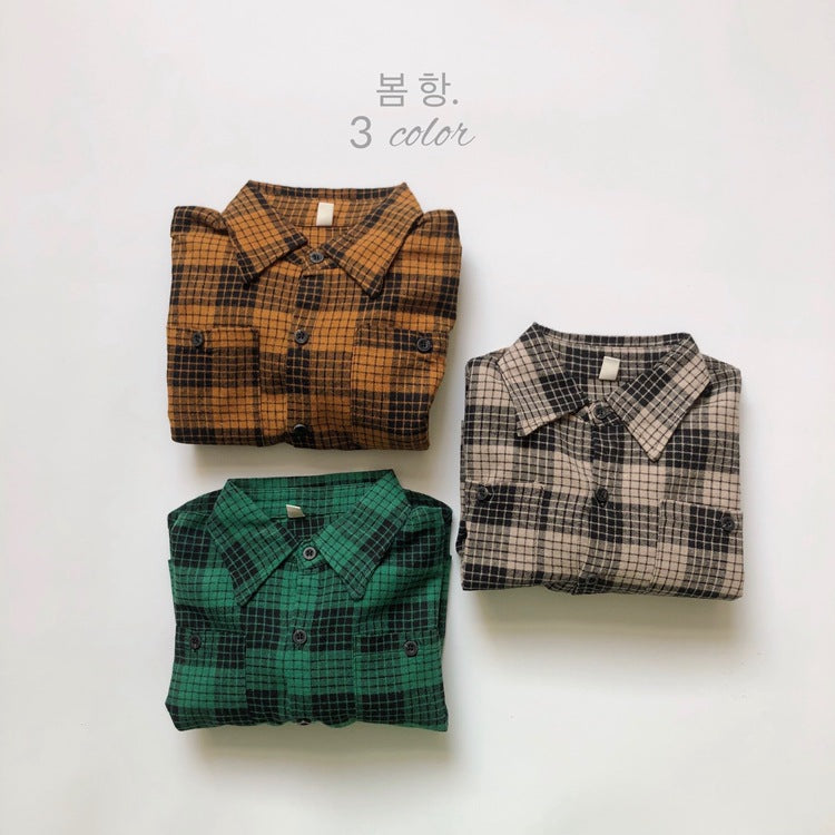 長袖シャツ・ブラウス Plaid Cotton Shirt Jacket チェック柄 シャツ ジャケット【mh0012000】