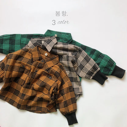 長袖シャツ・ブラウス Plaid Cotton Shirt Jacket チェック柄 シャツ ジャケット【mh0012000】