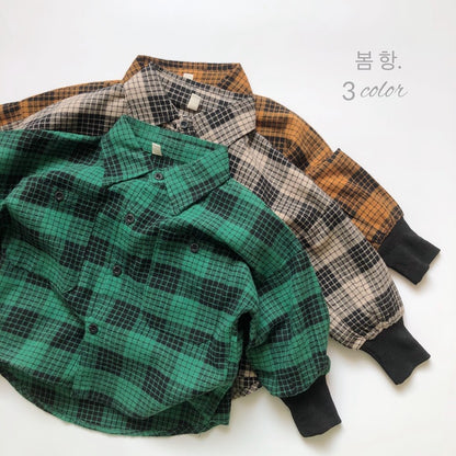 長袖シャツ・ブラウス Plaid Cotton Shirt Jacket チェック柄 シャツ ジャケット【mh0012000】