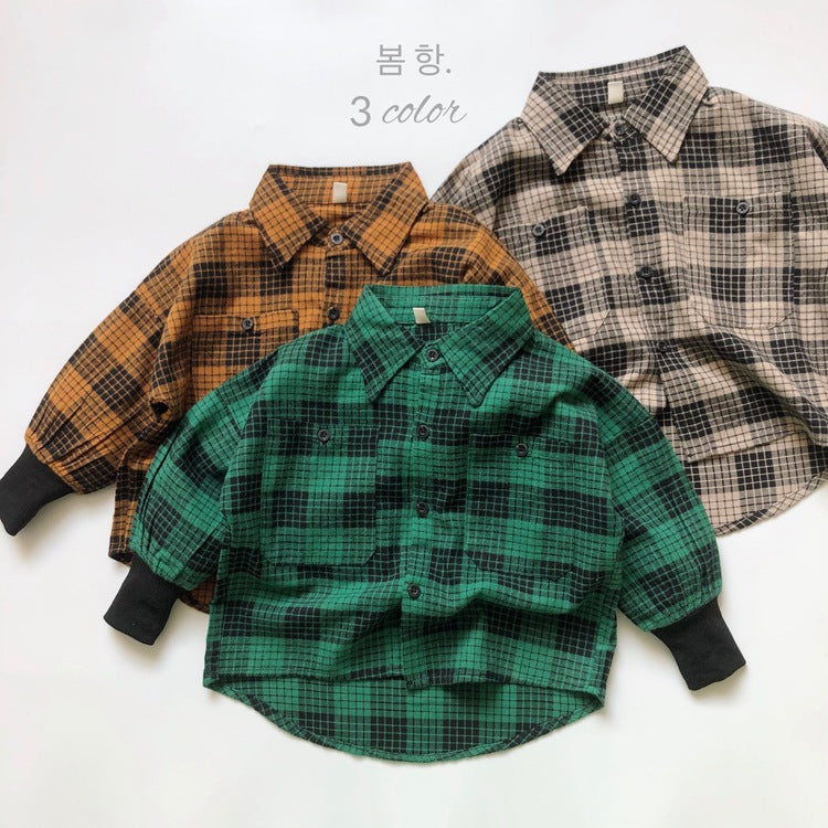 長袖シャツ・ブラウス Plaid Cotton Shirt Jacket チェック柄 シャツ ジャケット【mh0012000】