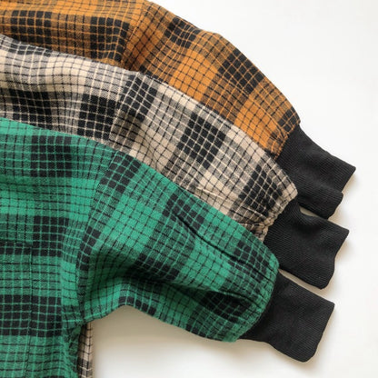 長袖シャツ・ブラウス Plaid Cotton Shirt Jacket チェック柄 シャツ ジャケット【mh0012000】
