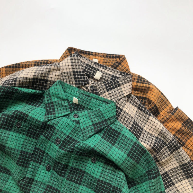 長袖シャツ・ブラウス Plaid Cotton Shirt Jacket チェック柄 シャツ ジャケット【mh0012000】