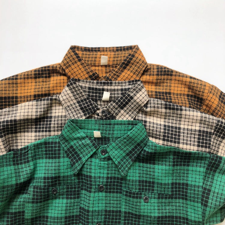 長袖シャツ・ブラウス Plaid Cotton Shirt Jacket チェック柄 シャツ ジャケット【mh0012000】
