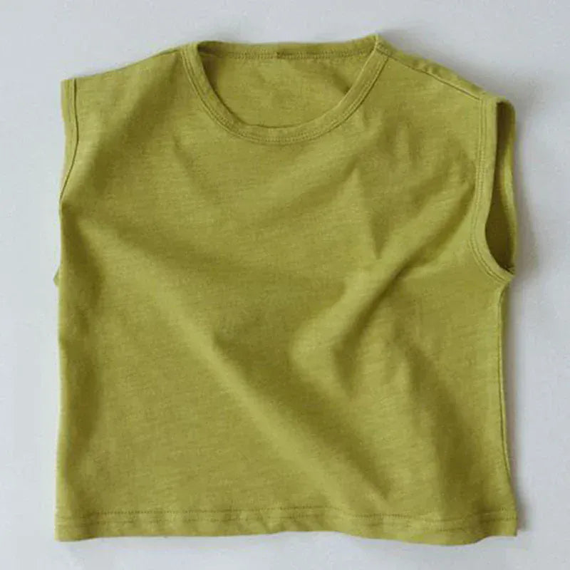 タンクトップ・キャミソール・ノースリーブトップス Yellow Green / 80cm キッズ シンプル ノースリーブ トップス タンクトップ【mh0000759】