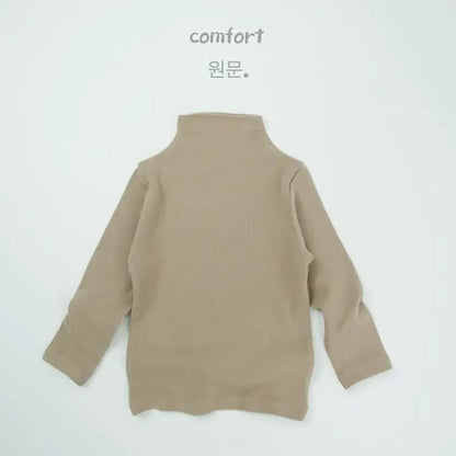 長袖Tシャツ Apricot / 12M  80CM キッズトップス シンプルベーシックボトルネックハイネック長袖Tシャツ【mh0007736】