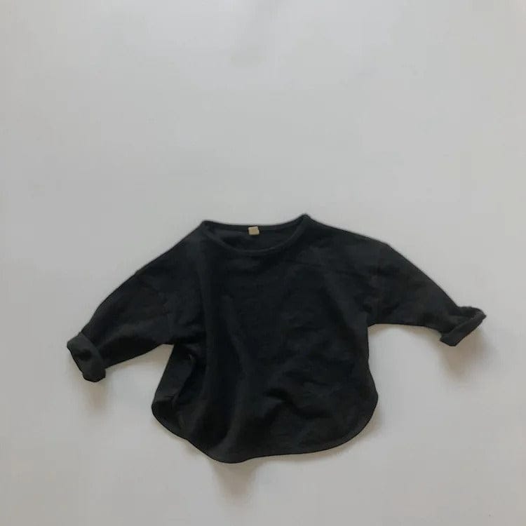長袖Tシャツ Black / 12M 80cm キッズ シンプル 長袖 Tシャツ【mh0000233】
