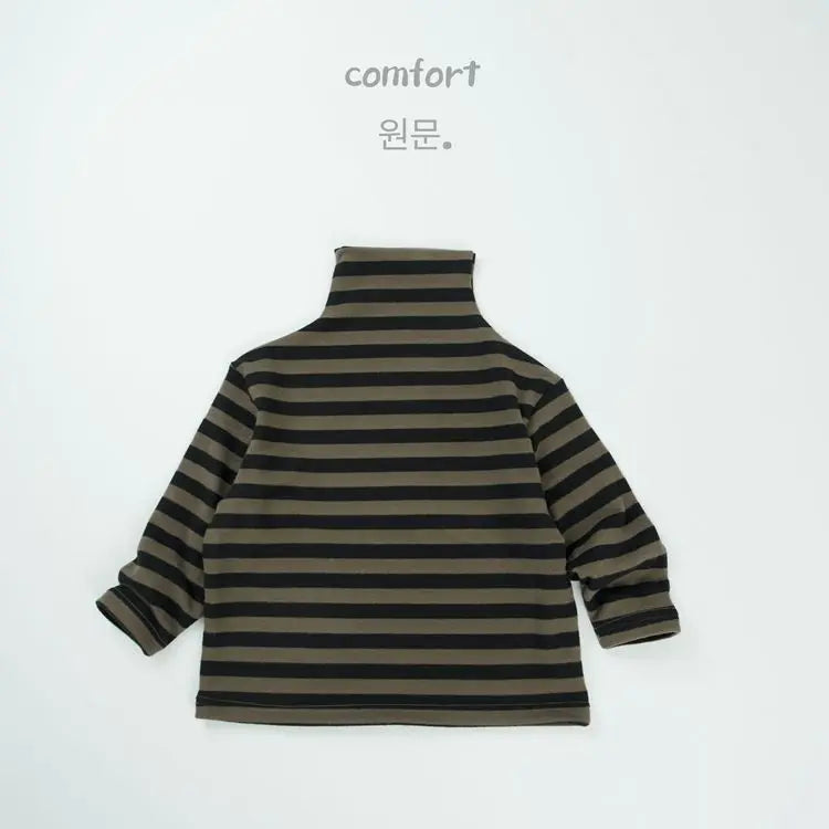 長袖Tシャツ Black / 12M  80CM キッズトップス ボーダータートルネックボトルネック長袖Tシャツ【mh0008596】