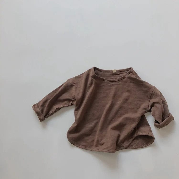 長袖Tシャツ Brown / 12M 80cm キッズ シンプル 長袖 Tシャツ【mh0000233】