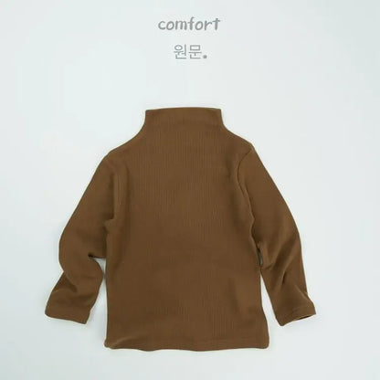 長袖Tシャツ Brown / 12M  80CM キッズトップス シンプルベーシックボトルネックハイネック長袖Tシャツ【mh0007736】