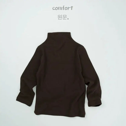 長袖Tシャツ Coffee / 12M  80CM キッズトップス シンプルベーシックボトルネックハイネック長袖Tシャツ【mh0007736】