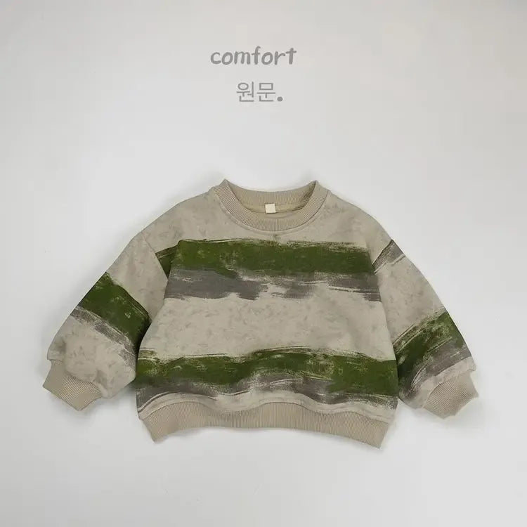 長袖Tシャツ Green / 12M  80CM キッズトップス レトロボーダー長袖Tシャツ【mh0008528】