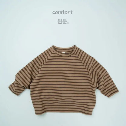 長袖Tシャツ khaki / 12M  80cm キッズトップス ボーダーシンプルベーシック長袖Tシャツ【mh-0008600】