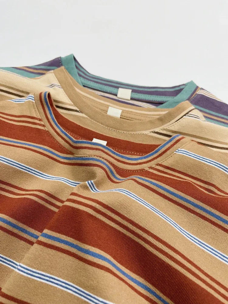 半袖Tシャツ キッズトップス 半袖Tシャツ レトロボーダー 3カラー【mh0005028】