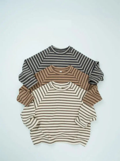 長袖Tシャツ キッズトップス ボーダーシンプルベーシック長袖Tシャツ【mh-0008600】