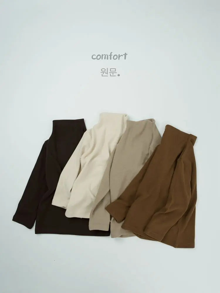 長袖Tシャツ キッズトップス シンプルベーシックボトルネックハイネック長袖Tシャツ【mh0007736】