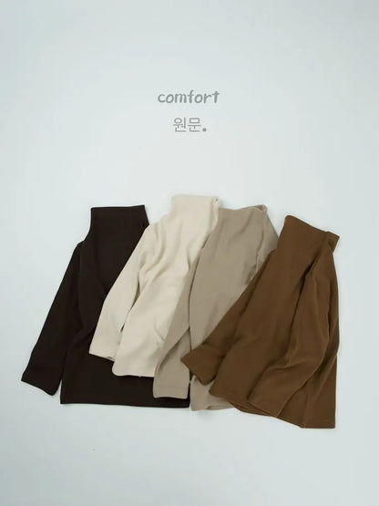 長袖Tシャツ キッズトップス シンプルベーシックボトルネックハイネック長袖Tシャツ【mh0007736】