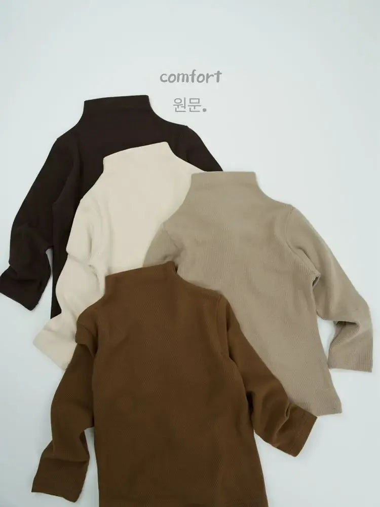 長袖Tシャツ キッズトップス シンプルベーシックボトルネックハイネック長袖Tシャツ【mh0007736】