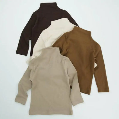 長袖Tシャツ キッズトップス シンプルベーシックボトルネックハイネック長袖Tシャツ【mh0007736】