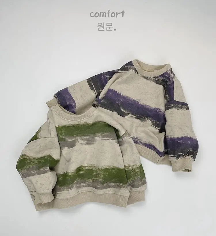 長袖Tシャツ キッズトップス レトロボーダー長袖Tシャツ【mh0008528】