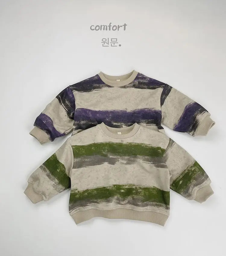 長袖Tシャツ キッズトップス レトロボーダー長袖Tシャツ【mh0008528】