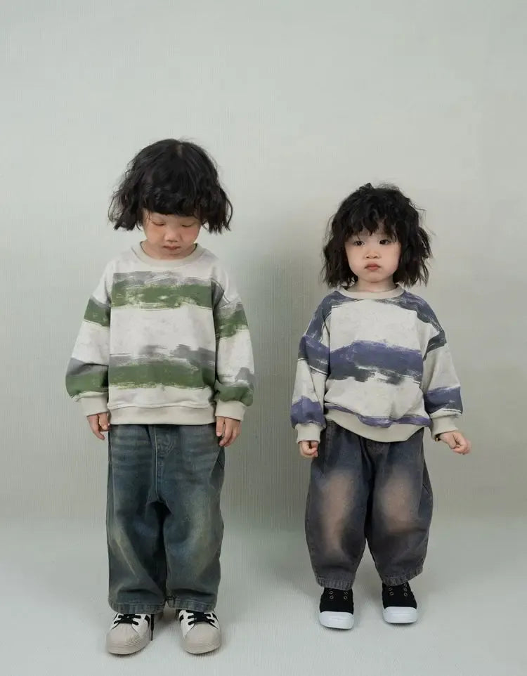 長袖Tシャツ キッズトップス レトロボーダー長袖Tシャツ【mh0008528】