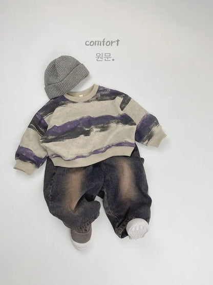 長袖Tシャツ キッズトップス レトロボーダー長袖Tシャツ【mh0008528】