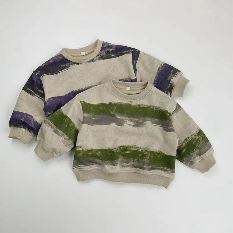 長袖Tシャツ キッズトップス レトロボーダー長袖Tシャツ【mh0008528】