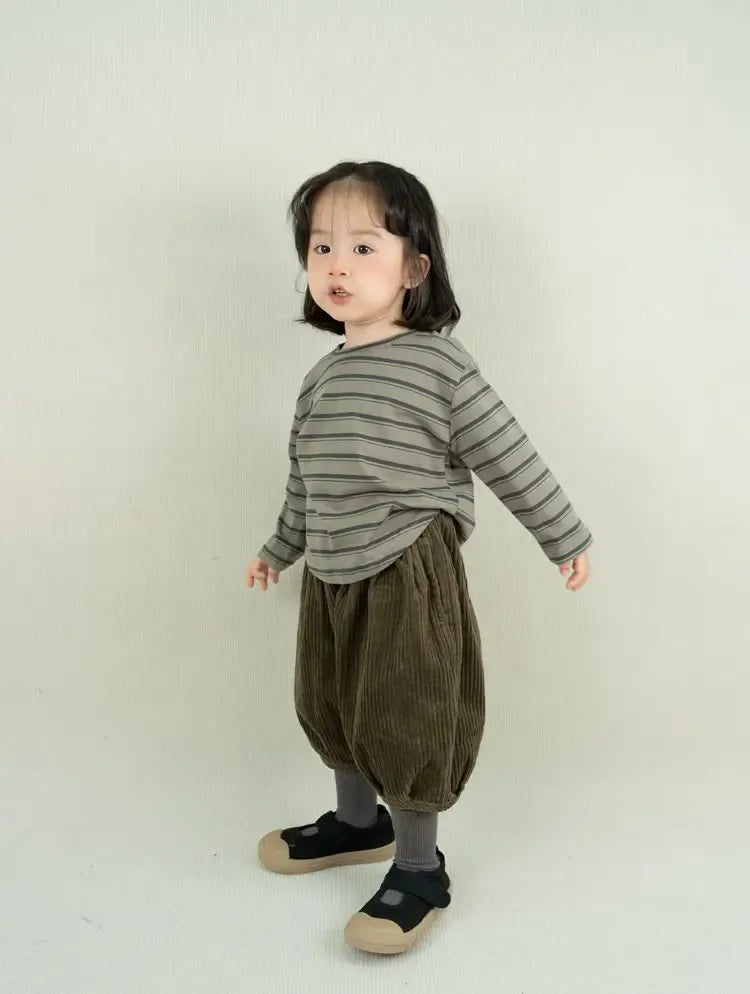 長袖Tシャツ キッズトップス レトロボーダー長袖Tシャツ【mh0008530】