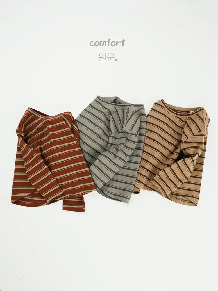 長袖Tシャツ キッズトップス レトロボーダー長袖Tシャツ【mh0008530】