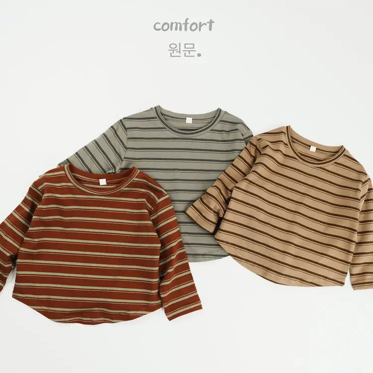 長袖Tシャツ キッズトップス レトロボーダー長袖Tシャツ【mh0008530】