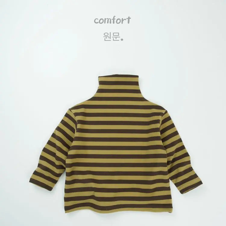 長袖Tシャツ Yellow / 12M  80CM キッズトップス ボーダータートルネックボトルネック長袖Tシャツ【mh0008596】