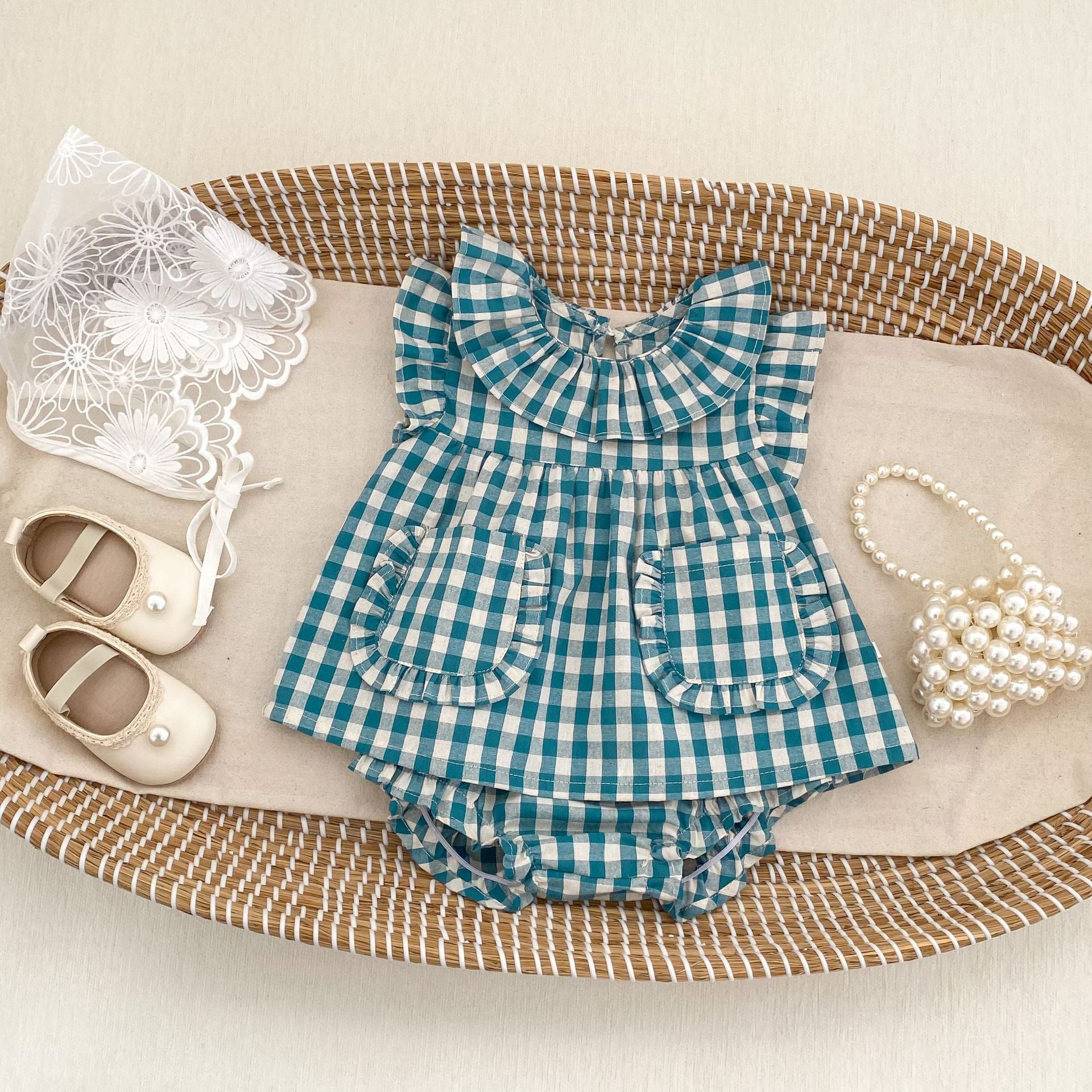 Gingham Check Top & Bloomers Set ギンガムチェック トップス ブルマセット【mh0012490】 Engepapa ノースリーブセットアップ