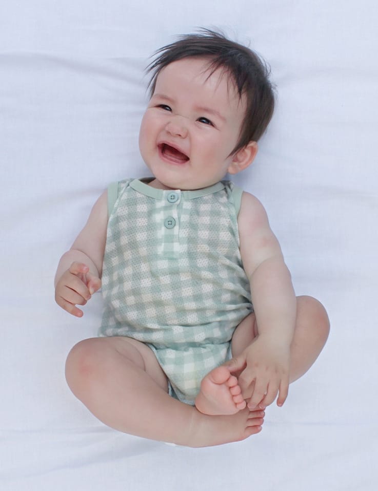 Gingham Cotton One-piece ギンガム ノースリーブロンパース【mh0012767】 Beitaoya ノースリーブロンパース