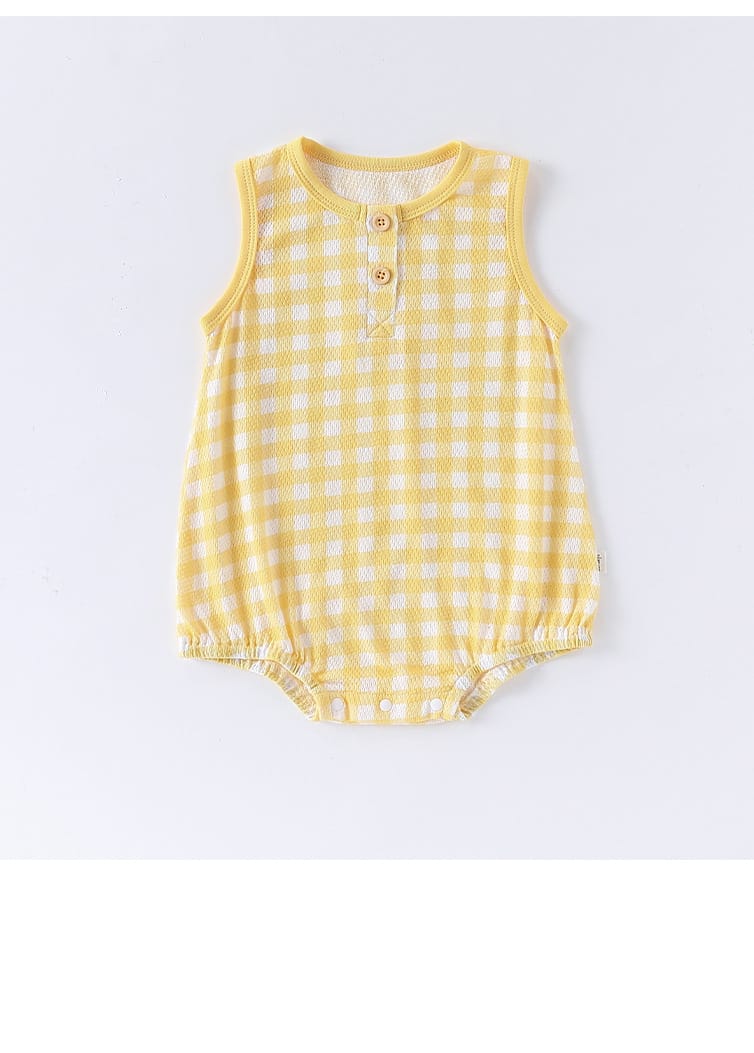 Gingham Cotton One-piece ギンガム ノースリーブロンパース【mh0012767】 Beitaoya ノースリーブロンパース
