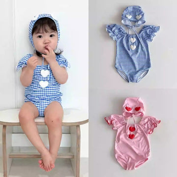 Gingham Heart Swimwear ギンガムチェック ハート 水着【mh0012933】 yi nian ni ベビー用水着