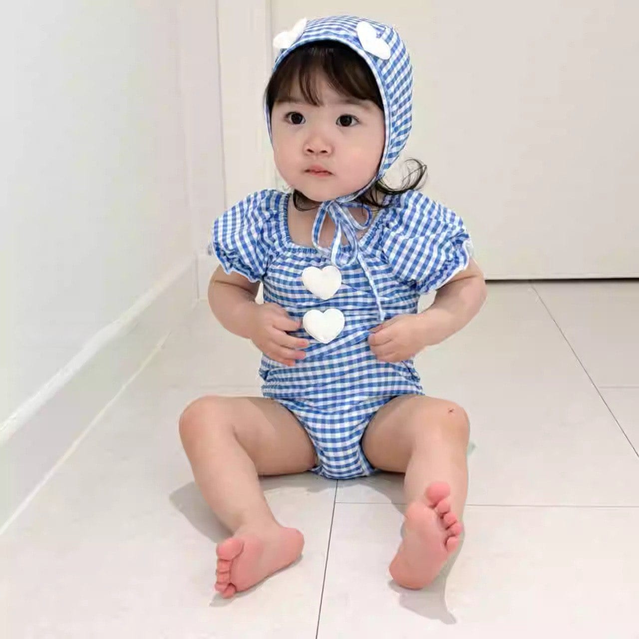 Gingham Heart Swimwear ギンガムチェック ハート 水着【mh0012933】 yi nian ni ベビー用水着