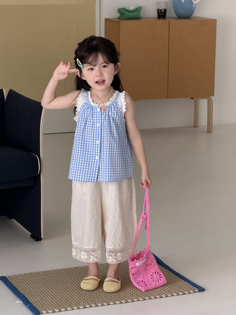 Gingham Lace Sleeveless Shirt チェック ノースリーブブラウス【mh0013117】 MaiTianJi タンクトップ・キャミソール・ノースリーブトップス