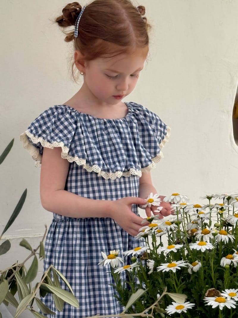 Gingham Lace Trimmed Cape Collar Dress ギンガムチェック ノースリーブワンピース【mh0012809】 Chengle ノースリーブワンピース