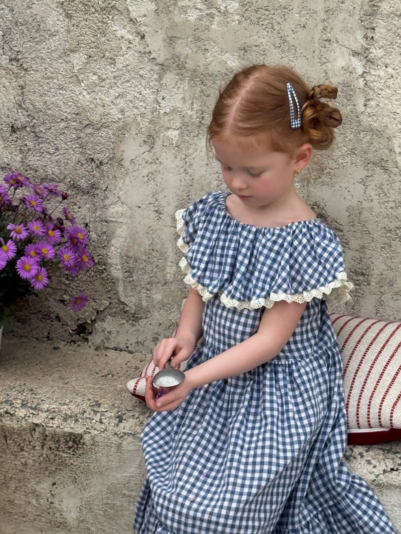 Gingham Lace Trimmed Cape Collar Dress ギンガムチェック ノースリーブワンピース【mh0012809】 Chengle ノースリーブワンピース
