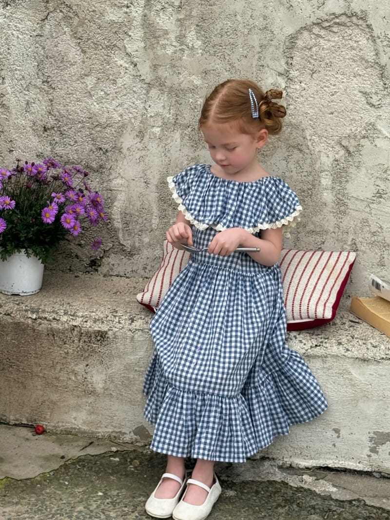 Gingham Lace Trimmed Cape Collar Dress ギンガムチェック ノースリーブワンピース【mh0012809】 Chengle ノースリーブワンピース