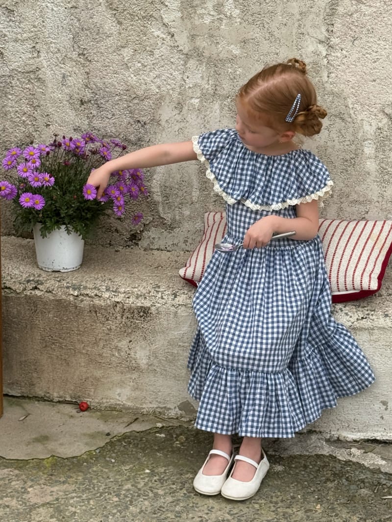Gingham Lace Trimmed Cape Collar Dress ギンガムチェック ノースリーブワンピース【mh0012809】 Chengle ノースリーブワンピース