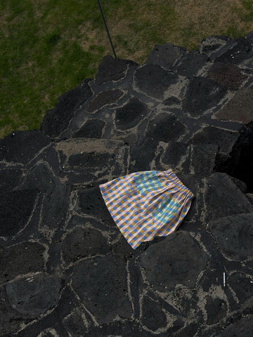 Gingham Plaid Elastic Waist Pocket Skirt ギンガムチェック スカート【mh0013407】 Plaid / 90cm Jianzidan スカート